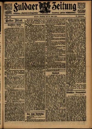 Erste Ausgabe vom Samstag, den 13. Mai 1905.