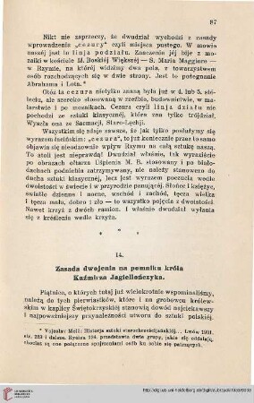 14. Zasada dwojenia na pomniku króla Kaźmirza Jagiellończyka.