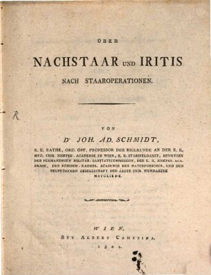 Über Nachstaar und Iritis nach Staaroperationen