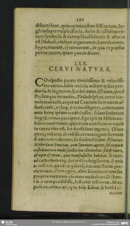 LXX. Cervi Natura