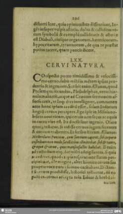 LXX. Cervi Natura