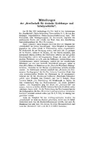 Mitteilungen der Gesellschaft für deutsche Erziehungs- und Schulgeschichte