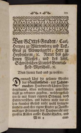 551-561, Vorwort. Erster Articul. - Dritter Articul.