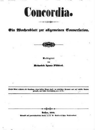 Concordia : Passauer Wochenblatt. 1844