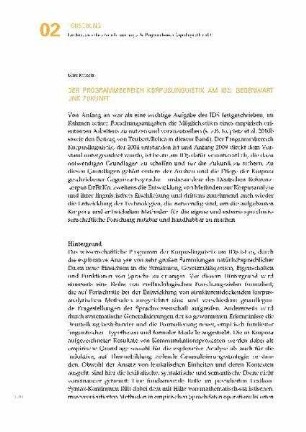 Der Programmbereich Korpuslinguistik am IDS: Gegenwart und Zukunft