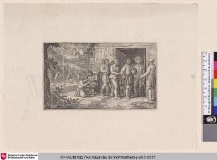 [Bacchus gibt den Bauern Wein; Bacchus presenting farmers with wine, Lof-sanck van Bacchus: v.499-508]