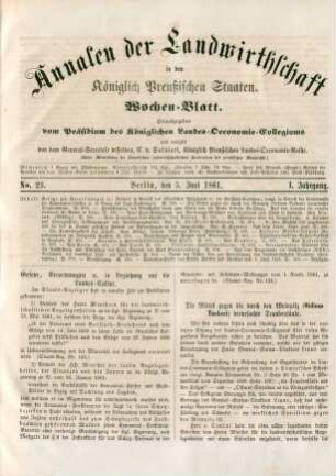 No. 23. Berlin, den 5. Juni 1861. I. Jahrgang.