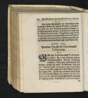 Caput LXX. Von der Straffe der Iniurien und Calumnien.
