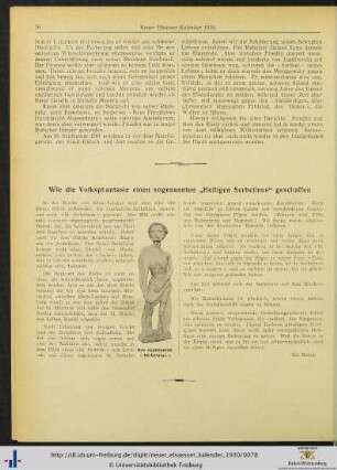 Wie die Volksphantasie einen sogenannten „Heiligen Serbelinus“ geschaffen.