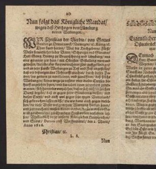 20, Nun folgt das Königliche Mandat...