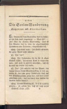 Ueber die Seelenwanderung
