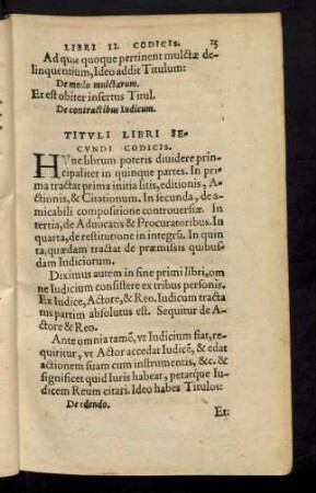 Tituli Libri Secundi Codicis.
