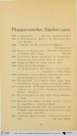 Mappenwerke, Bücher usw. (Nr. 2402-2445)