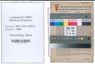 Entnazifizierung Albert Avermidding , geb. 18.06.1895 (Metzger)