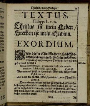 Textus [...] Exordium.