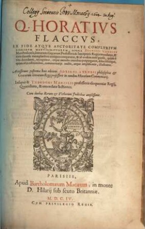 Q. Horativs Flaccvs : Cum duobus Rerum & Verborum Jndicibus amplissimis, [1]