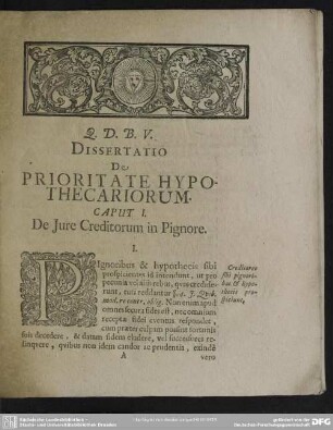 Caput I. De Iure Creditorum in Pignore