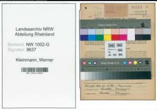 Entnazifizierung Werner Kleinmann, geb. 05.06.1909 (Fotograf)