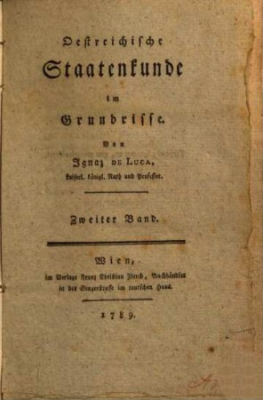 Oestreichische Staatenkunde im Grundrisse, 2
