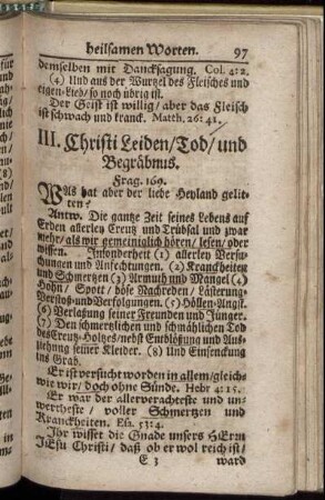 III. Christi Leiden, Tod, und Begräbnus