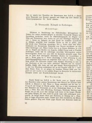 B. Vormarsch. Kämpfe in Lothringen