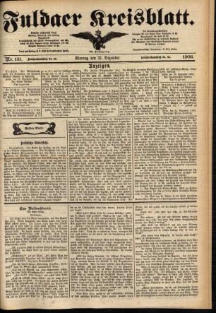 Erste Ausgabe vom Montag, den 21. Dezember 1903.