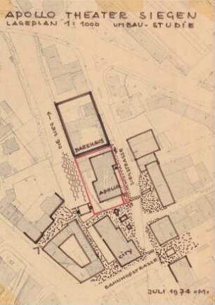 Apollo-Theater Siegen, Lageplan zum Umbau (Studie)