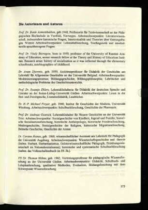 Die Autorinnen und Autoren