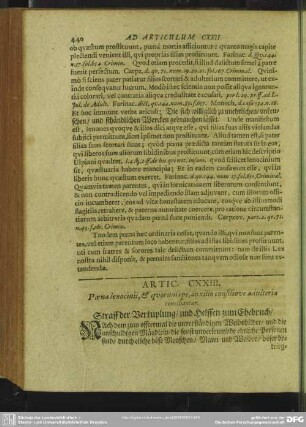 Artic. CXXIII. Poena lenocinii, & quorum ope auxilio consiliove [consilioque] conciliantur. Straff der Verkuplung, und Helffen zum Ehebruch