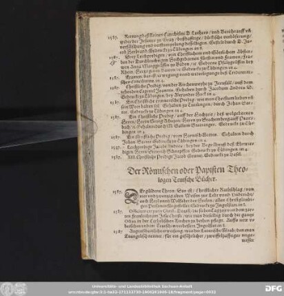 Der Römischen oder Papisten Theologen Teutsche Bücher.