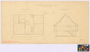 Wölfelsdorf ([Landkreis Habelschwerdt]): Walmdachhaus. Wohnhaus (Grundriss, Querschnitt)