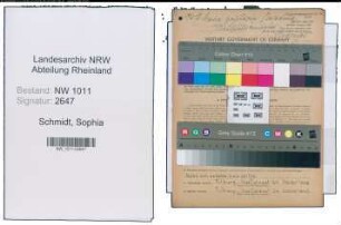 Entnazifizierung Sophia Schmidt , geb. 29.12.1887 ()