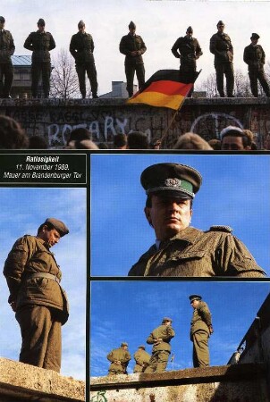 Berlin - Ratlosigkeit von DDR Grenzern : Mauer in Berlin. Nach der Öffnung am 11. 11. 1989 am Brandenburger Tor aufgenommen