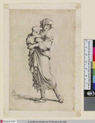 [A woman carrying a baby; Kind tragende Frau]