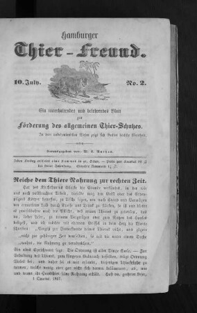 Reiche dem Thiere Nahrung zur rechten Zeit.
