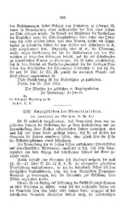 Anzugskosten der Elementarlehrer : [V. Elementarschulwesen]