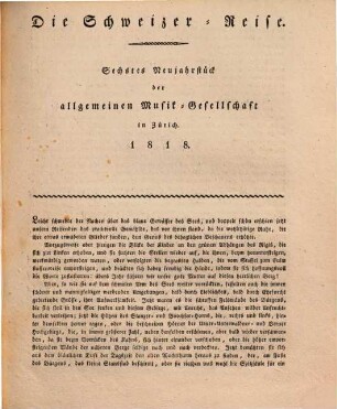 Neujahrsgeschenk an die Zürcherische Jugend von der Allgemeinen Musikgesellschaft in Zürich, 6. 1818