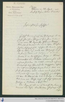 Brief vom 28.04.1903.