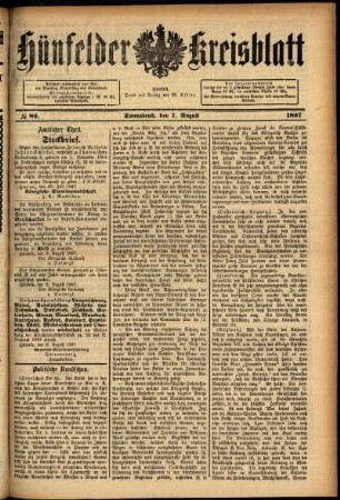 Ausgabe vom Samstag, den 07. August 1897.