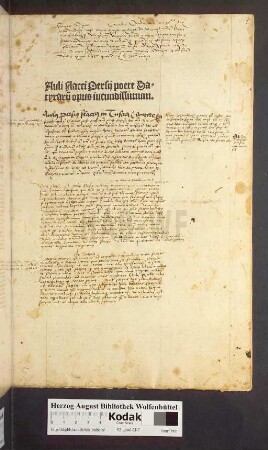 Auli Flacci Persij poete Satyraru[m] opus iucundissimum