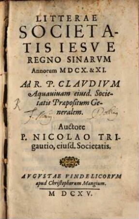 Annuae litterae Societatis Jesu : anni .., [26.] 1615