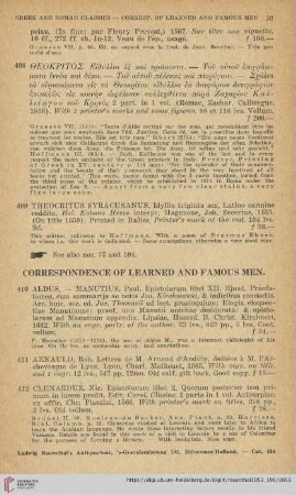 Correspondence of Learned and Famous Men (No. 410 - 426)