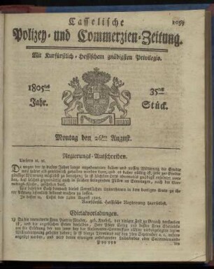 35tes Stueck, Montag den 26ten August 1805