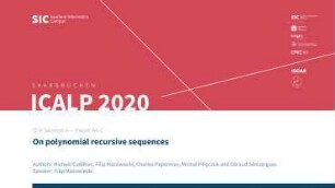 On polynomial recursive sequences: Q/A Session A - Paper A4.C
