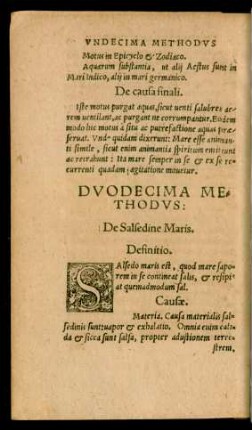 Duodecima Methodus: De Salsedine Maris.