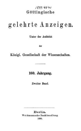 160,2: Göttingische gelehrte Anzeigen