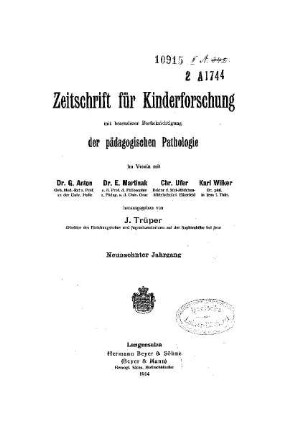 19: Zeitschrift für Kinderforschung - 19.1914