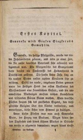 Genovefa : eine d. schönsten u. rührendsten Geschichten d. Alterthums, neuerzählt für alle gute Menschen besonders für Mütter u. Kinder ; mit 1 Titelkupfer