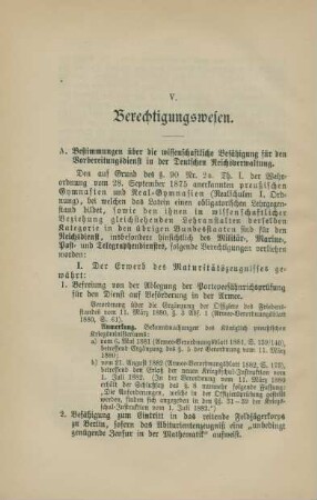 V. Berechtigungswesen.