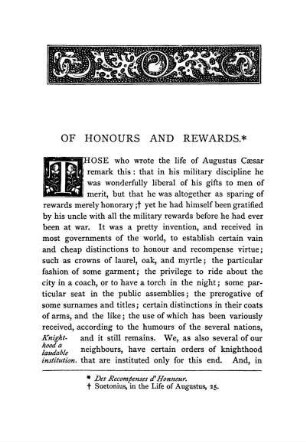 Of Honours And Rewards